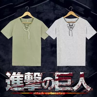 Buy Shingeki No Kyojin Attack On Titan T-Shirt Cosplay Eren Jaeger Short Sleeve Tee • 16.79£
