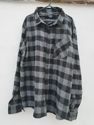 Buy Boohoo Man Black Grey Chequered Shirt 2XL  Extra Extra Large Cotton Blend  • 2£