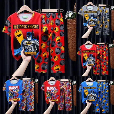 Buy Kids Boy Superhero Character Tops Pants Outfit Nightwear Pajamas Sleepwear Pjs • 5.09£