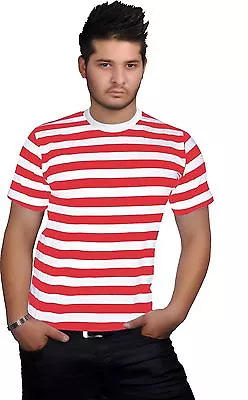 Buy New Men's Strips Crew Round Neck T-shirt Top Wheres Wally Book Week Day S To Xxl • 7.99£