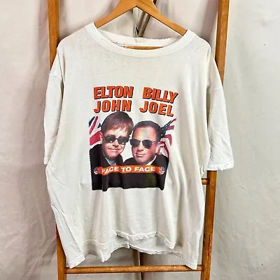 Buy Vintage 1998 Elton John Billy Joel Shirt Mens XL White Face To Face Thrashed • 52.68£