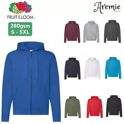 Buy Fruit Of The Loom Mens Classic Hoodie Sweatshirt, Plain Zip Up Hooded Jacket • 26.03£
