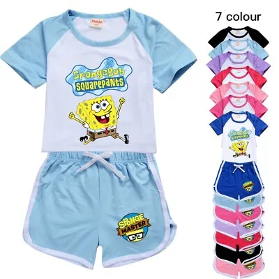 Buy Spongebob Squarepants Kids Boys Grils Short Outfits T-shirt + Pants Set Pajamas • 12.66£