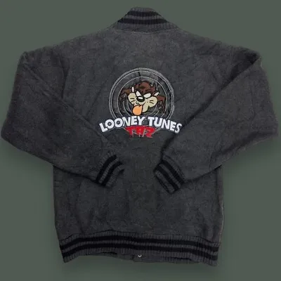 Buy Vintage Looney Tunes Tasmanian Devil Fleece Varsity Jacket Warner Bros Large • 37.95£