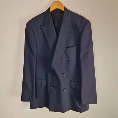 Buy Vintage St Michael Mens Double Breast Jacket 42R Grey 100% Wool Peak Lapel • 25£