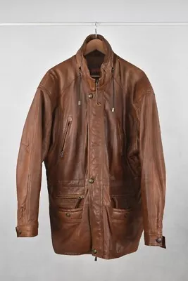 Buy Avia Trix Tan Real Soft Leather Men's Zip-Up Utility Style Jacket Coat Size XL • 19.99£