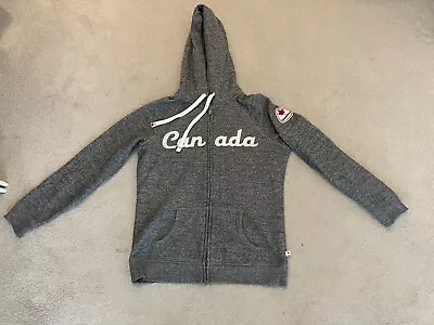 Buy Women's Zip Grey/White Pepper Coloured CANADA Hoodie Size Small  W Front Pockets • 10£