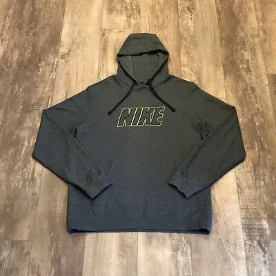 Buy Nike Hoodie Grey With Green And Black Embroidered Logo Size Large • 7£