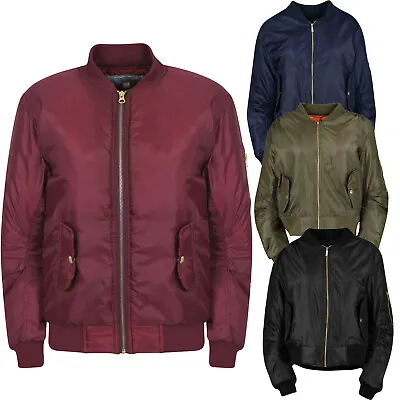 Buy Ma 1 Bomber Jacket Ladies Classic Zip Up Vintage Coat Women Padded Biker Jackets • 11.99£