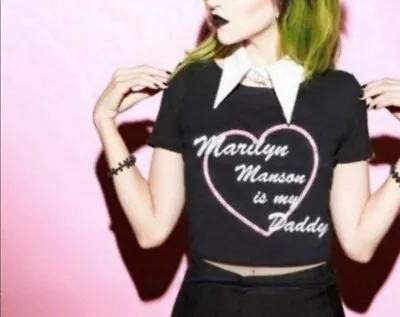 Buy Marilyn Manson Shirt Marilyn Manson Is My Daddy Heart Crop Top Goth Clothing • 44.40£