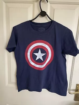 Buy Captain America Tee Shirt T-shirt Navy Blue Age 9-10 • 4.50£
