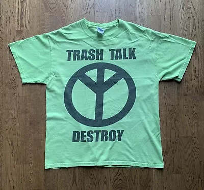 Buy Vintage Trash Talk Destroy Tour Punk Hardcore Band Merch Green T-shirt L • 10£