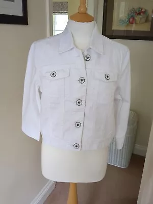 Buy Next White Cotton Denim Jacket Size 16 NWOT • 15£