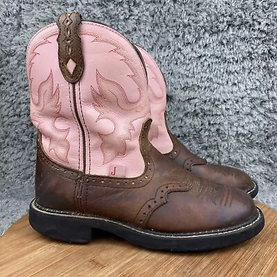Buy Justin Gypsy Boots Women's 7.5 B Brown Leather Cowgirl Western Pink Wings L9901 • 21.87£