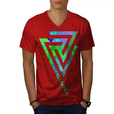 Buy Wellcoda Modern Symbolism Mens V-Neck T-shirt, Abstract Graphic Design Tee • 15.99£
