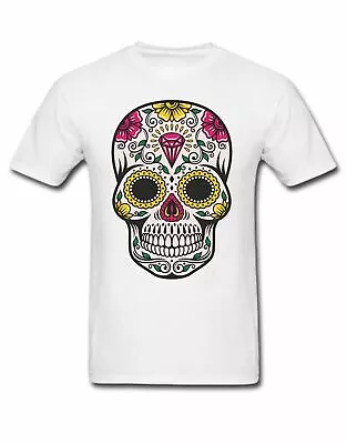 Buy Sugar Skull T-Shirt Day Of The Dead Mexico Sugar Skull Gothic Mens TEE Gift • 5.99£