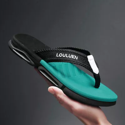 Buy Men's Slippers Beach Shoes Thick Sole Flip Flop Sandals • 13.08£