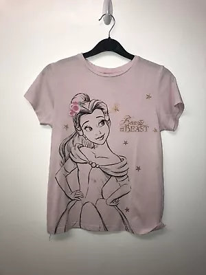 Buy Official Disney Girls - Beauty And The Beast T-shirt - Belle Theme Print - Pink • 9.50£