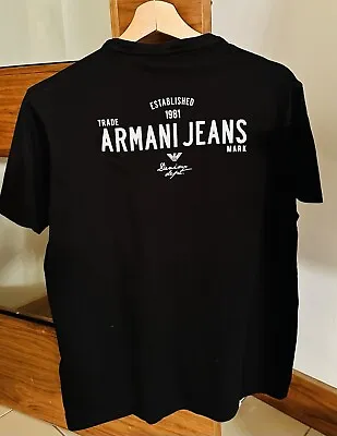 Buy Armani Jeans Men’s Black T-shirt Size M Logo On Back • 25£