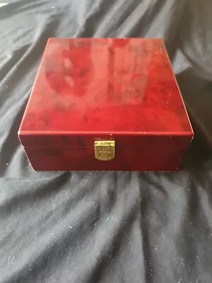 Buy Red Lacquered Hard Red Wood Jewellery /Keepsake Box • 10£