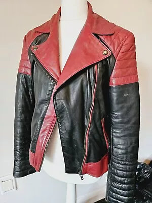 Buy Gerard Darel Lamb Leather Jacket Black Red Uk 10 RRP £595 • 39£