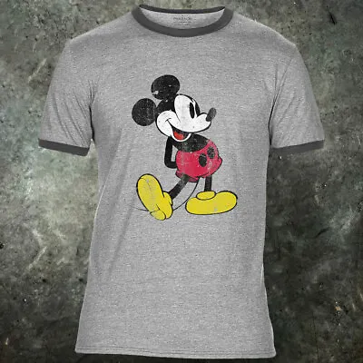 Buy Mens Mickey Mouse Outsiders Movie Ringer T Shirt Retro Vintage Distressed Film • 19.99£