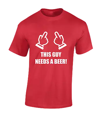 Buy This Guy Needs A Beer Mens T Shirt Funny Joke Gift For Dad Husband Present Top • 8.99£