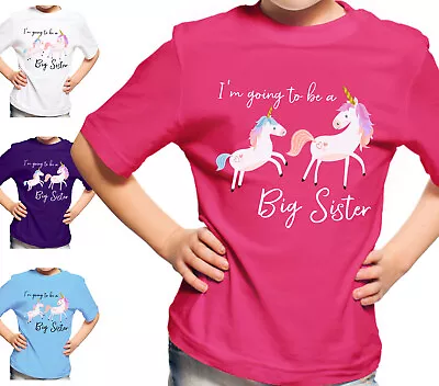 Buy Im Going To Be A Big Sister T-Shirt Girls Unicorn Cute Reveal Tshirt Top Gift • 8.99£
