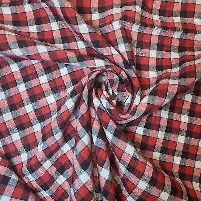 Buy *Clearance* Luxury Gingham Check 100% Cotton Linen Woven Material Fabric 44  • 35.99£