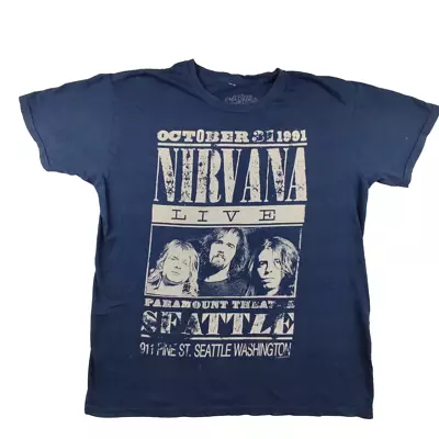 Buy Nirvana Seattle 1991 Live Paramount Theatre T Shirt Size L Blue 2009 Band Tee • 15.29£