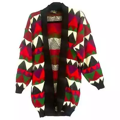 Buy Vtg 90s Cardigan Sweater Womens L/XL Aztec Geometric Knit Jaquelyn By Browne • 41.11£