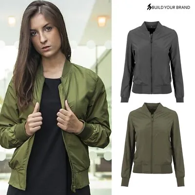 Buy Women's Nylon Bomber Jacket BY044 - Ladies Classic Lightweight Casual Jacket • 35.89£