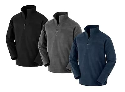 Buy Result Mens Half Zip Neck GREY BLUE Or BLACK Recycled Micro Fleece Top Jacket • 17.99£
