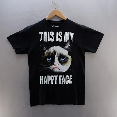 Buy Grumpy Cat T Shirt Large Medium Graphic Print Happy Face Short Sleeve Cotton • 8.09£