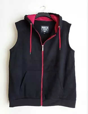 Buy Brooklyn XPress Red Zip Black Vest Hoodie Size L • 3£