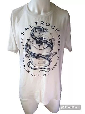 Buy SALTROCK 1988 100% COTTON  Divers Helmet  WHITE SHORT SLEEVE T-SHIRT - LARGE • 11.99£