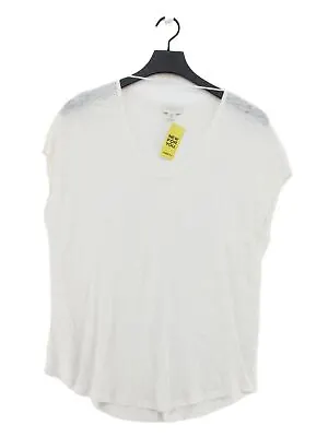 Buy Witchery Women's T-Shirt M White 100% Linen Short Sleeve V-Neck Basic • 9.60£