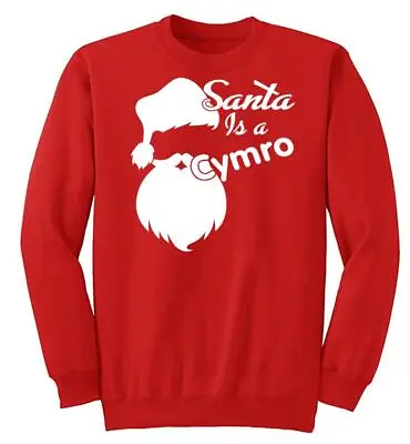 Buy Adults Santa Is A Cymro Welsh Wales Cymru Unisex Festive Red Christmas Jumper • 18.66£