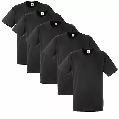 Buy 1 5 10 PACK Black Fruit Of The Loom Heavy Cotton Crew Neck T Shirt-mens Tops Lot • 7.10£