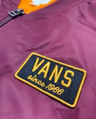 Buy Lovely VANS Bomber Jacket, Burgundy With Padded Orange Lining, Great Condition • 24£