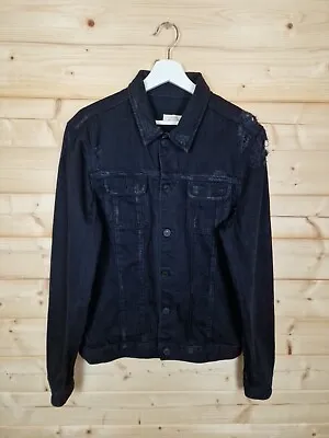 Buy AllSaints Men's Snipe Denim Jacket Black Medium Distressed Pockets 100% Cotton  • 44.99£