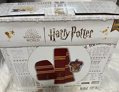 Buy NEW Harry Potter Knit Hat Scarf Decal Gryffindor Hogwarts Winter Beanie Gift Set • 29.25£