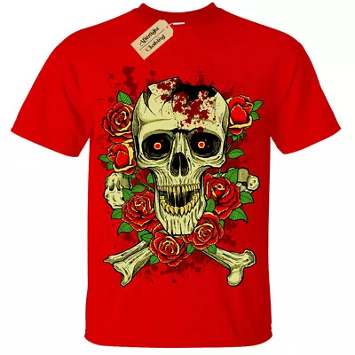 Buy Kids Boys Girls Broken Skull T-Shirt Rose Skeleton Gothic Rock Punk Metal  • 11.95£