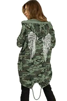 Buy Ladies Sequin Angel Wings Back Over-sized Hoodie Womens Jacket Coat Cardigan Top • 18.49£