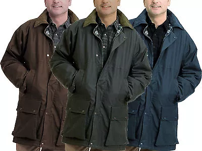 Buy Mens Padded Wax Jacket British Waxed Coat 100% Waxed Cotton Warm Country S-5XL  • 34.95£
