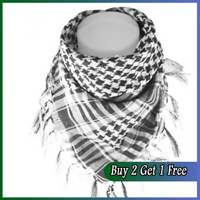 Buy Keffiyeh Head Scarf - 100% Cotton Palestinian Desert Army Wrap Scarf Shemagh • 5.06£