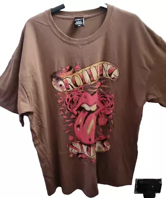 Buy The Rolling Stones' Men's Tongue Brown T-Shirt 1973 Classic - Size: XXL • 14.99£
