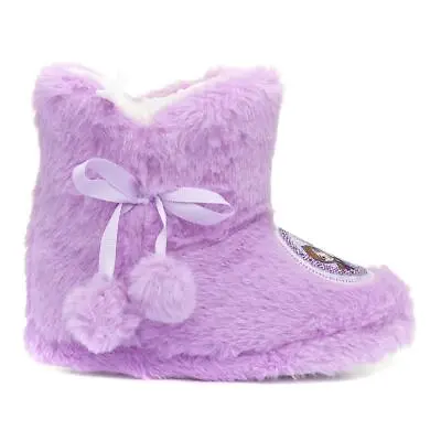 Buy Disney Frozen II Girls Slippers Purple Kids Character 2 Lilac Bootie Faux SIZE • 6.99£