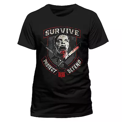 Buy WALKING DEAD SURVIVE PROTECT DEFEND COTTON T-SHIRT UNISEX BLACK - Zombies Grimes • 13.99£