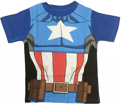 Buy Kids Costume T Shirts Marvel Avengers Captain America Fancy Dress NEW • 7.99£